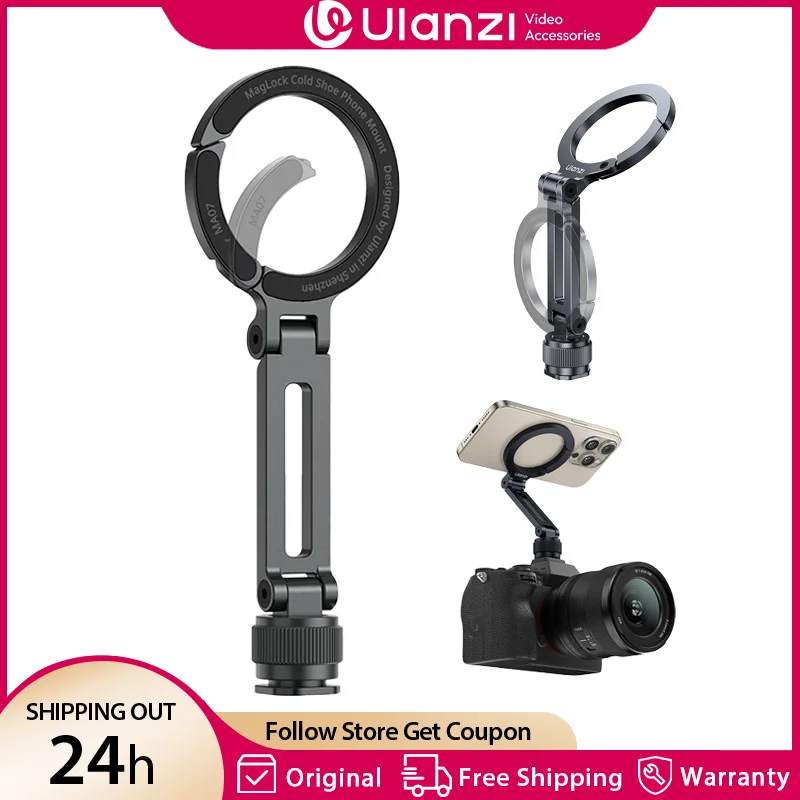 Ulanzi MA07 Magsafe Phone Holder for Iphone Camera Fill Light Tripod Mount with Cold Shoe 1/4