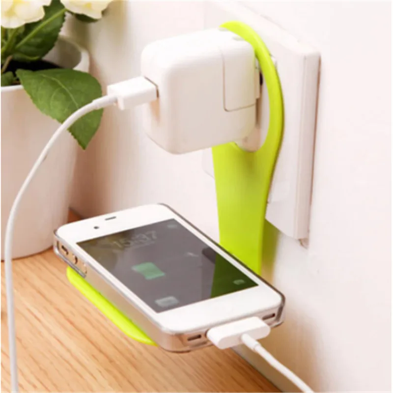 1PCS Foldable Phone Holder Charger Cable Storage Universal Mobile Phone Wall Plug Socket for Charger Charging Rack Hang Holder