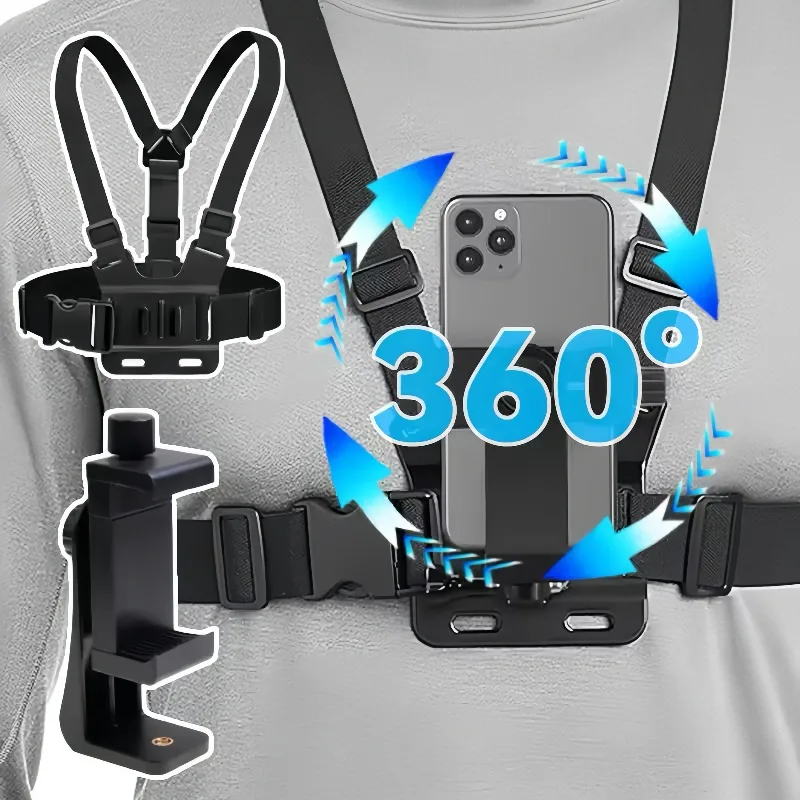 Mobile Phone Chest Strap Mount Kit Camera First Angle Live Broadcast Phone Bracket Fixed for Cellphone Sports Camera Accessories