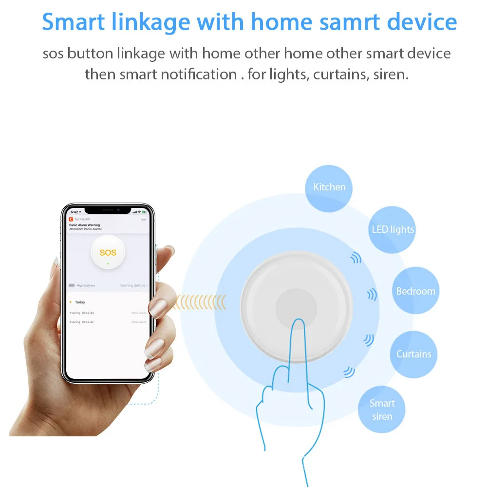 Wireless Panic Button Tuya Old Man SOS Intelligent Alert ZigBee Emergency Call Button Wholesale Smart Home Elderly Emergency