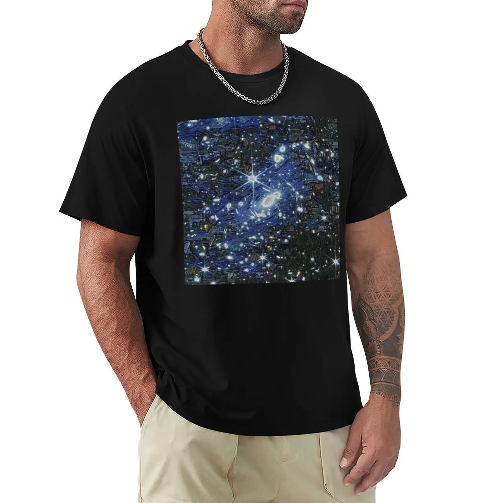JWST Space Telescope Deep Field in Van Gogh style T-Shirt Plus Size All Match Tee Shirt