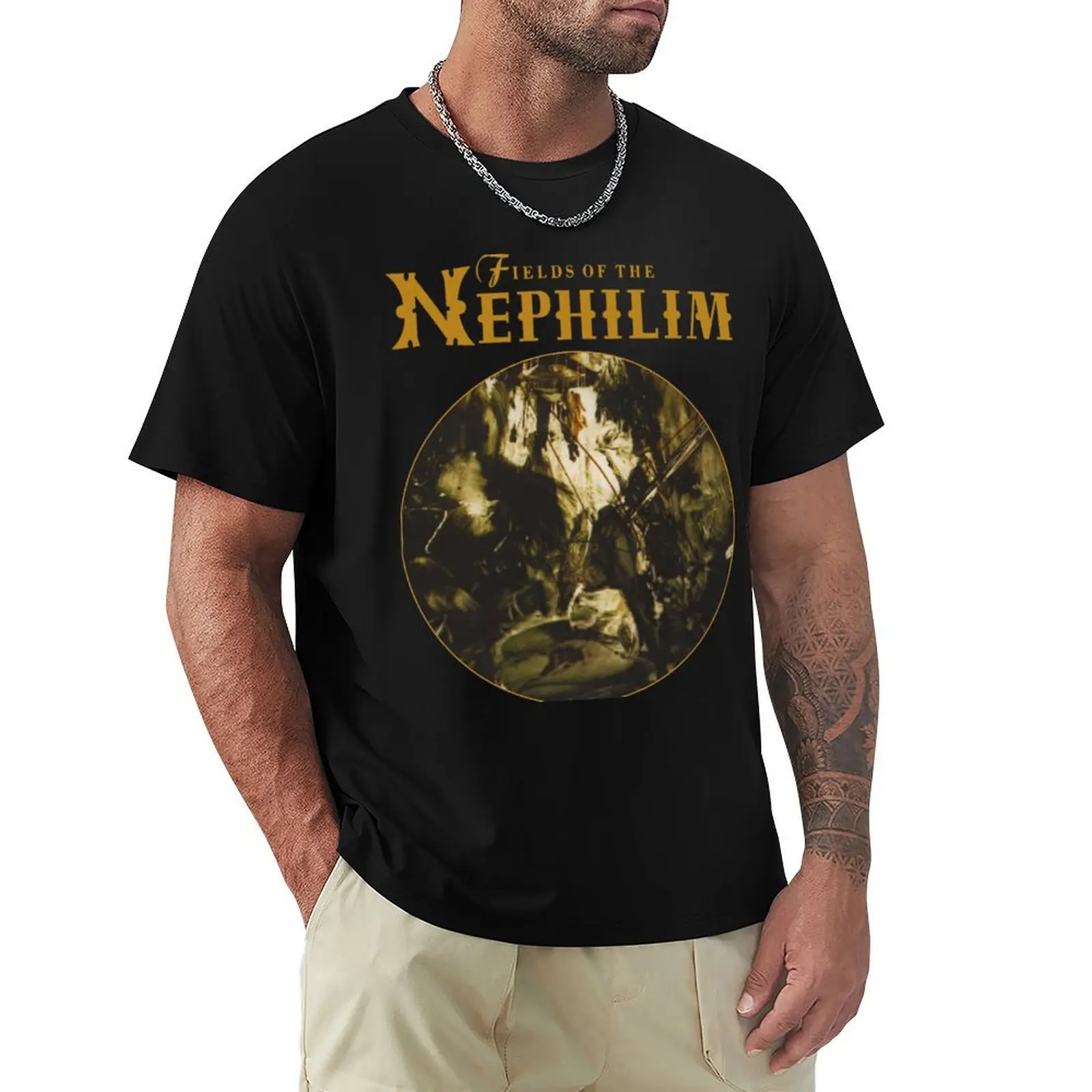 Fields of the Nephilim - rock gothic Inggris T-Shirt All Match Basic Short Sleeve Top