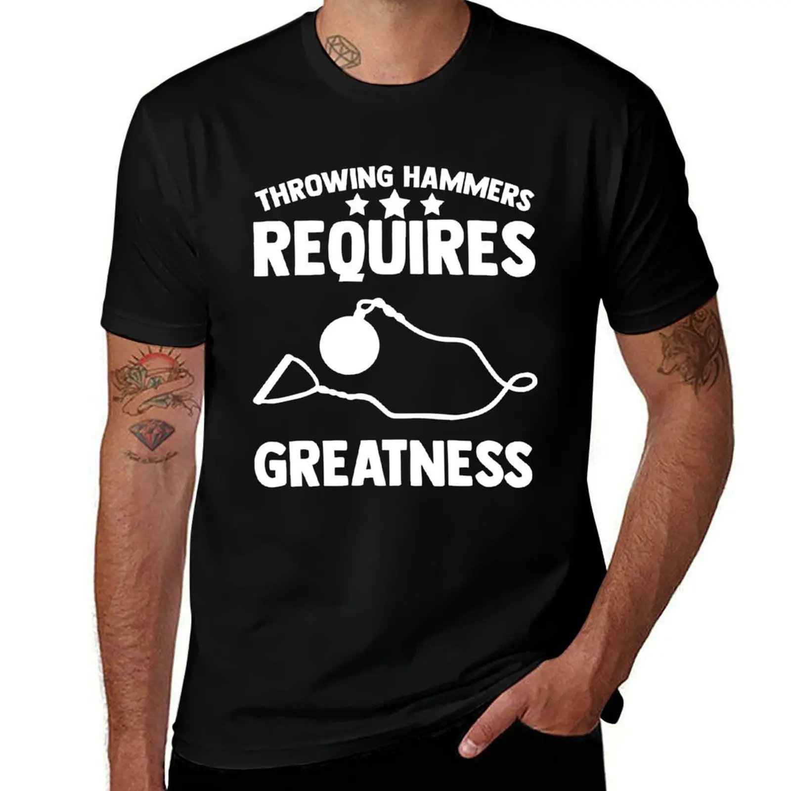 Throwing Hammers Requires Greatness Hammer Throwing Field T-Shirt Casual All Match Tee Shirt for Men T-Shirt