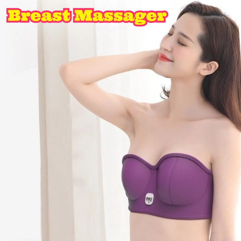 Wireless Electric Breast Massager Kneading Hot Compress Vibration Chest Massage Wearable Care Device Portable USB Charging Chest