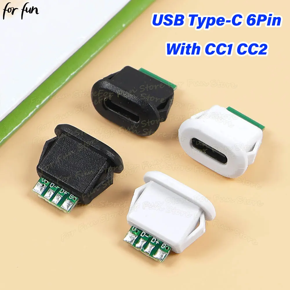 For Fun Type-C 6Pin Direct Compression Female Waterproof Connector 5A 20V USB-C Fast Charging Jack Tail Plug Interface Socket