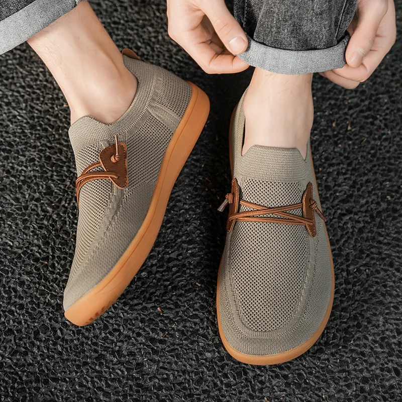Men's Wide Width Barefoot Sneakers Zero Drop Lightweight Breathable Knit Mesh Comfort Running Shoes for Walking Gym Workout Life