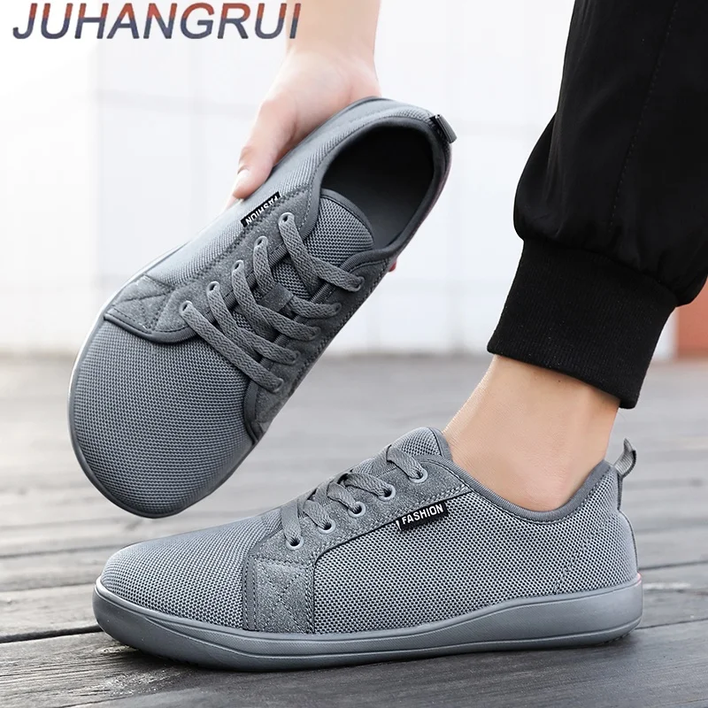 Man Wide-toed Barefoot Shoes Breathable Mesh Walking Shoes Lightweight Casual Sneakers Comfortable Flats Soft Zero Drop Sole