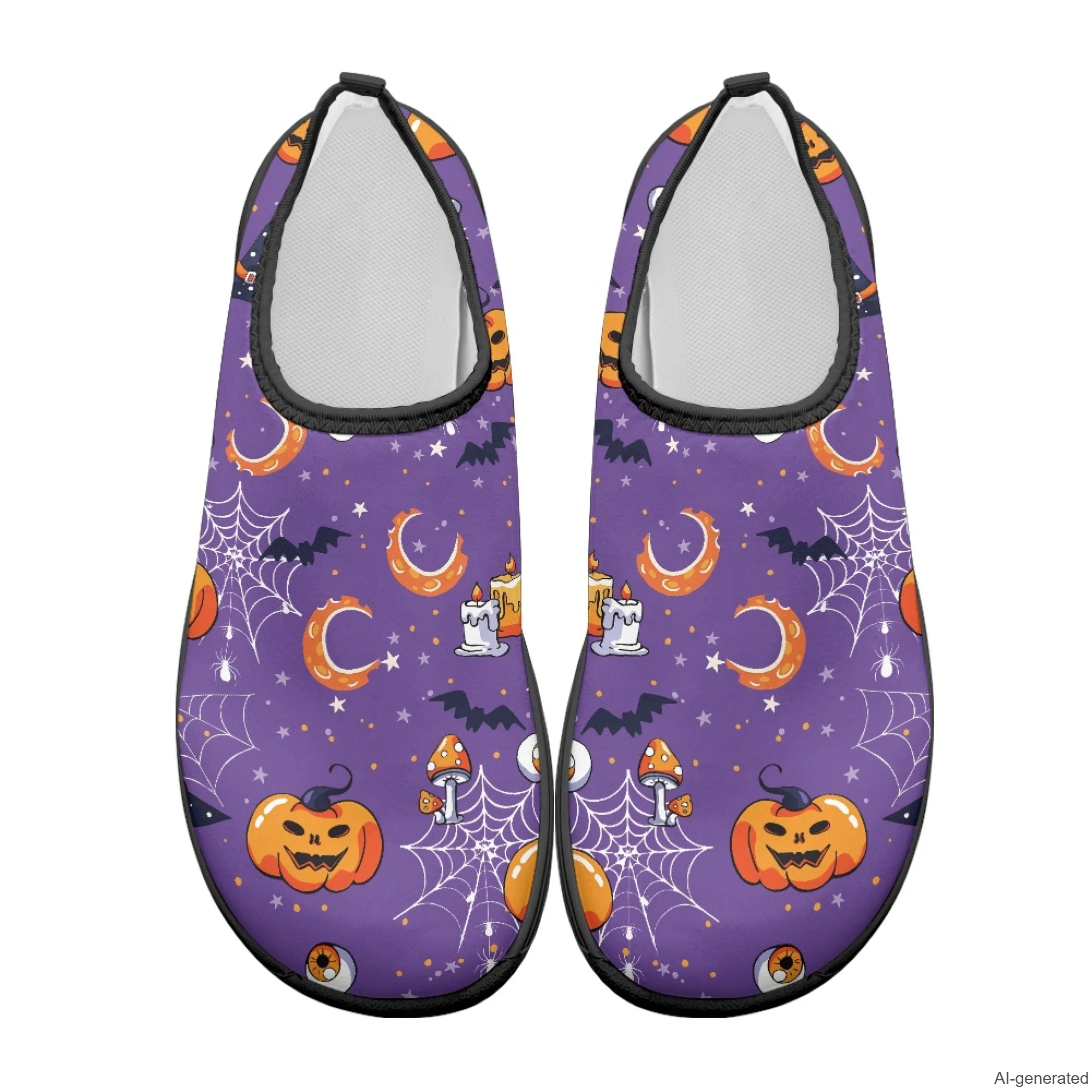 XIXIRIMIDO Halloween Pumpkin Wide Toe Box Casual Flats Barefoot Walking Shoes for Men Closed Toe Zero Drop Sneakers