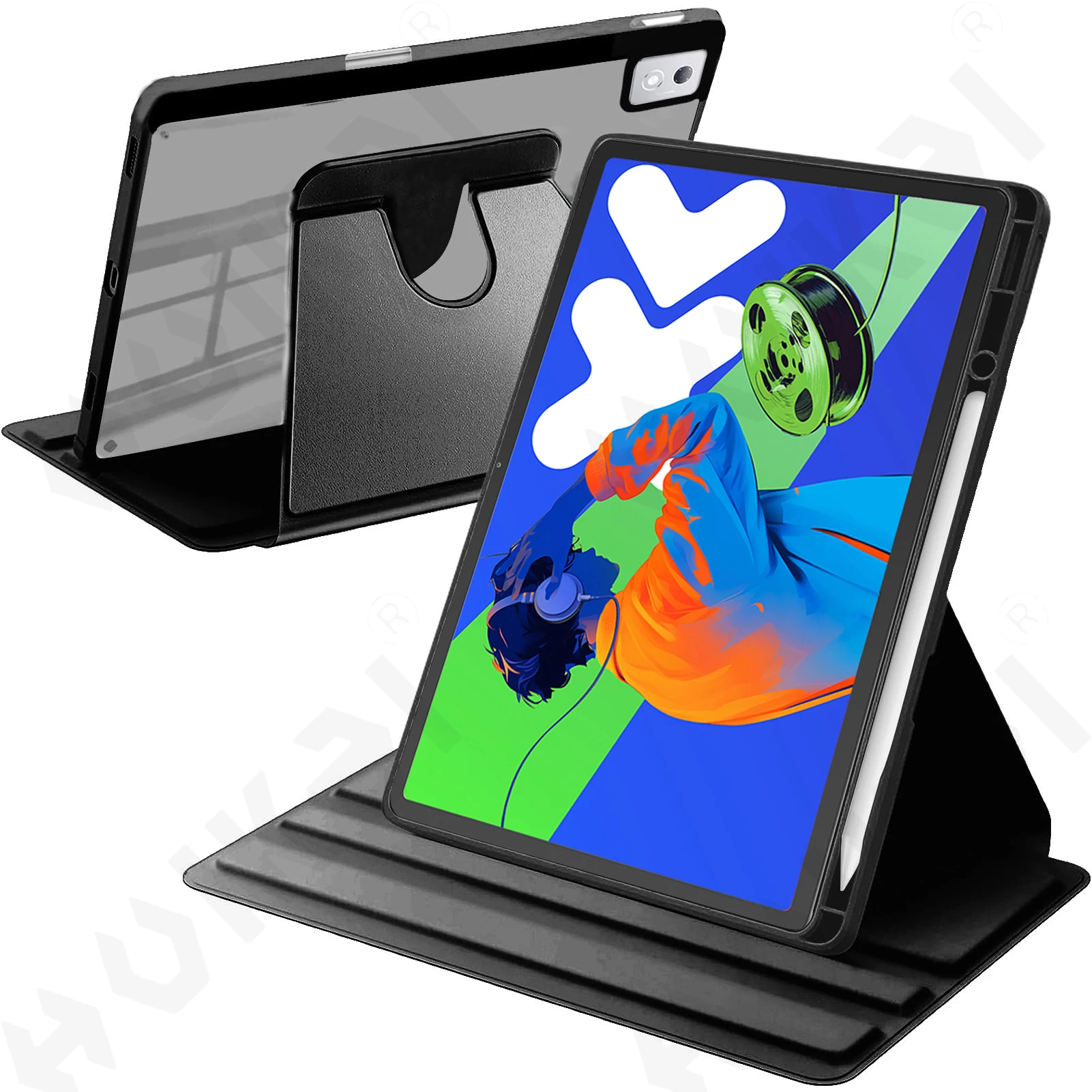 Rotating Case for Lenovo Xiaoxin Pad Pro 12.7 2025 M11 10.1 with Pen Holder 360 Degree Protective Stand Cover Auto Wake Sleep