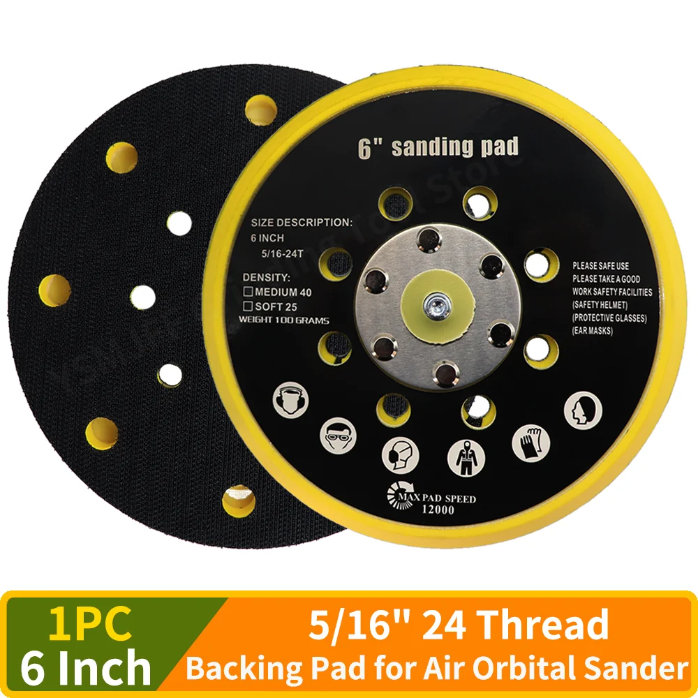 6 Inch DA Sander & Polisher Backing Plate,Hook and Loop 5/16