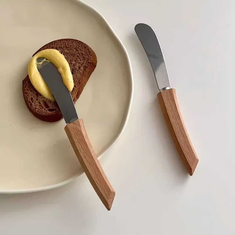 1/2pcs Butter Knife Jam Spreader Wooden Long Handle Minimalist Vintage Style Ideal for Spreading Butter Jam Cream Cheese