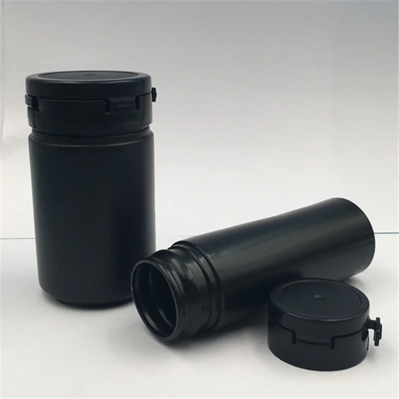 60ML 80ml 100 Black Plastic Empty Bottles Pill Powder Butter Packaging Container Handle Cover 50pcs Capsule Jar