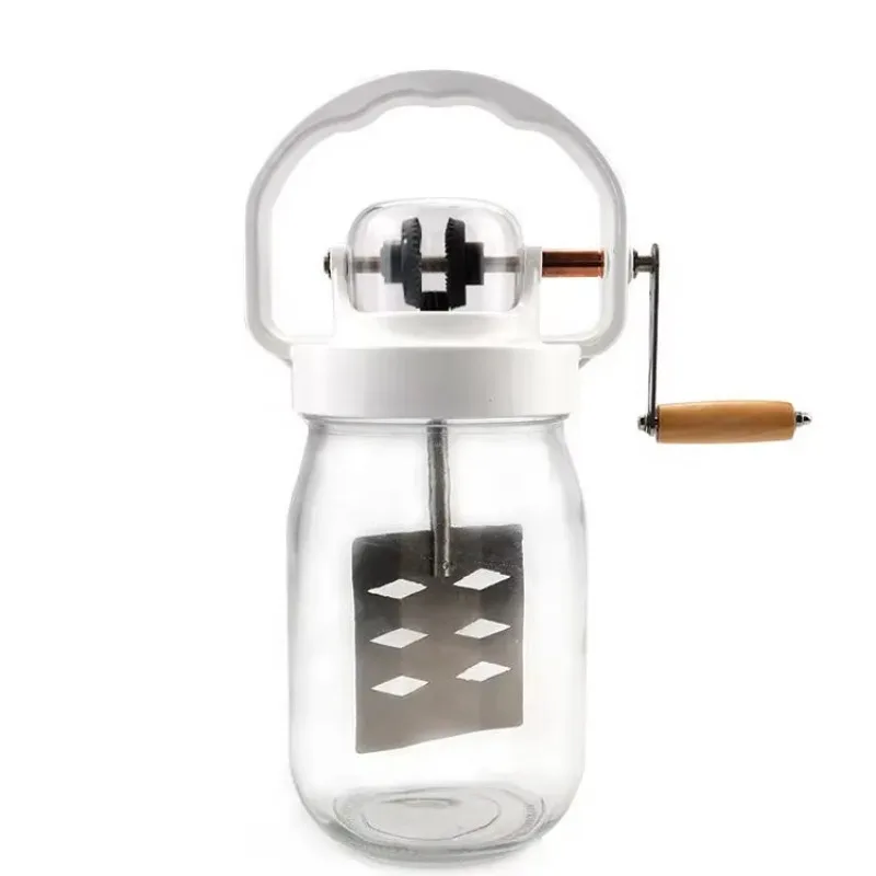 1.5L Butter Stirrer, Glass Jar, Butter Maker, Yellow Tape, Stainless Steel Gear, and Hand Handle