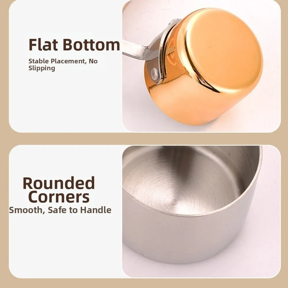 Portable Mini Sauce Pan 60/80/125/250ML Non Stick Condiment Containers Long Handle Household Salad Sauce Dish Butter Melting