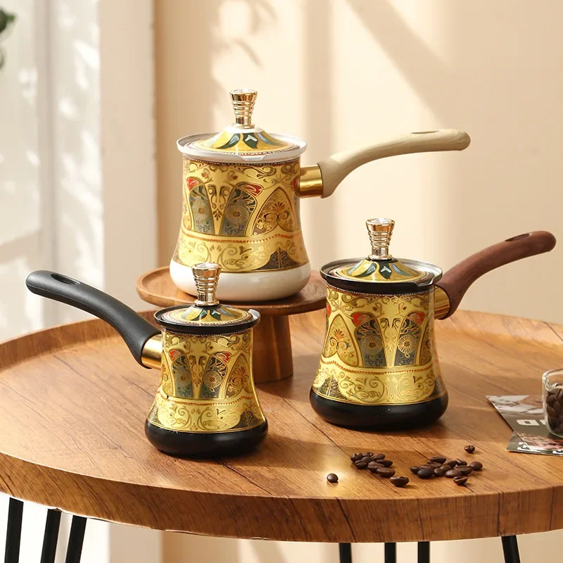 350/550/720ml Stainless Steel Turkish Coffee Pot with Long Handle Portable Butter Warmer Chocolate Melting Pot for Kitchen
