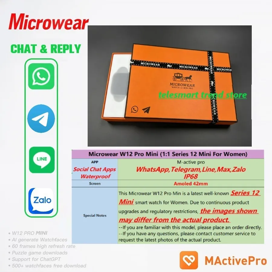 Microwear W12 Mini Pro Smart Watch 12 Mini Pro PK W11mini Pro 1GB ROM Amoled Series 11 12 Watch12 W12mini Pro Ladies Smartwatch