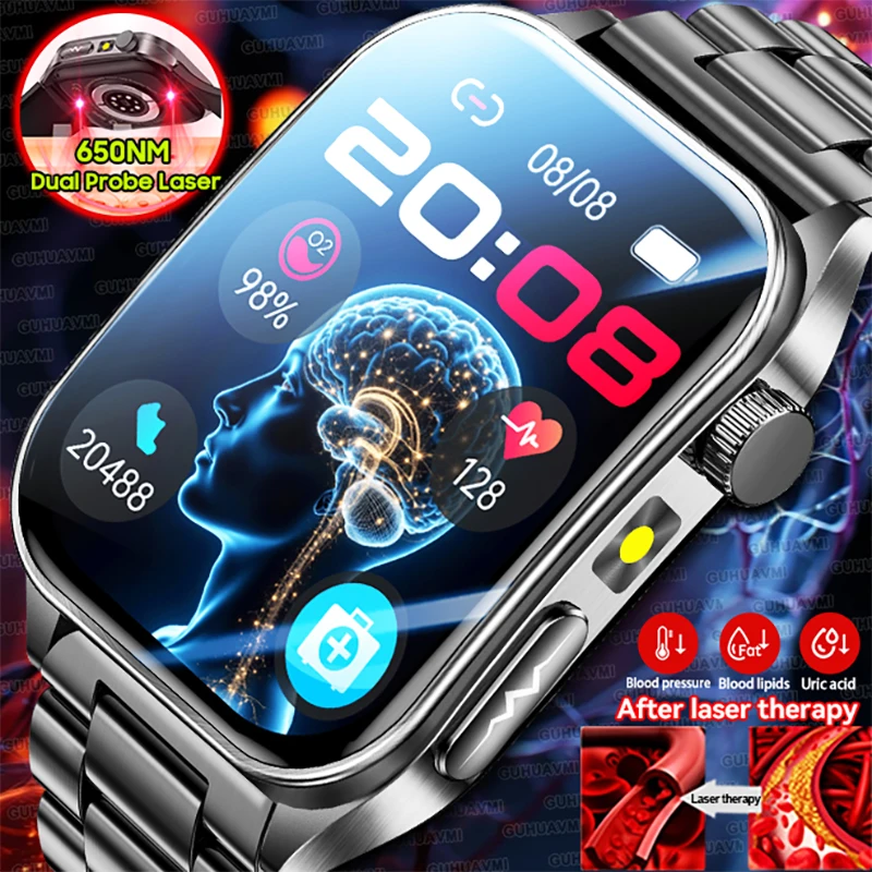 2026New High-end Laser therapy Blood lipids Uric acid SmartWatch Blood pressure ECG+PPG Bluetooth Call Health Tracker Smartwatch