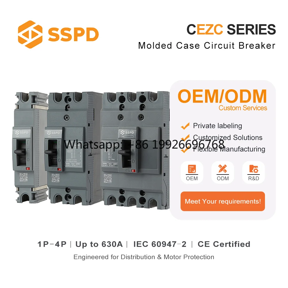 ISO9001 Approved SSPD Easypact CEZC100 3P Molded Plastic Case 690V Thermal Magnetic 100A 3 Phase 30kA Circuit Breaker Fixed