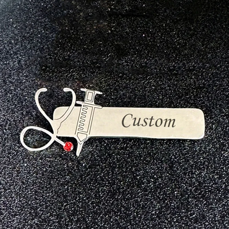 WLP New Fashion Custom Stainless Steel Engraved Name Lapel Pins for Doctor Nurse Personalized Professional Badges Brooch Jewelry