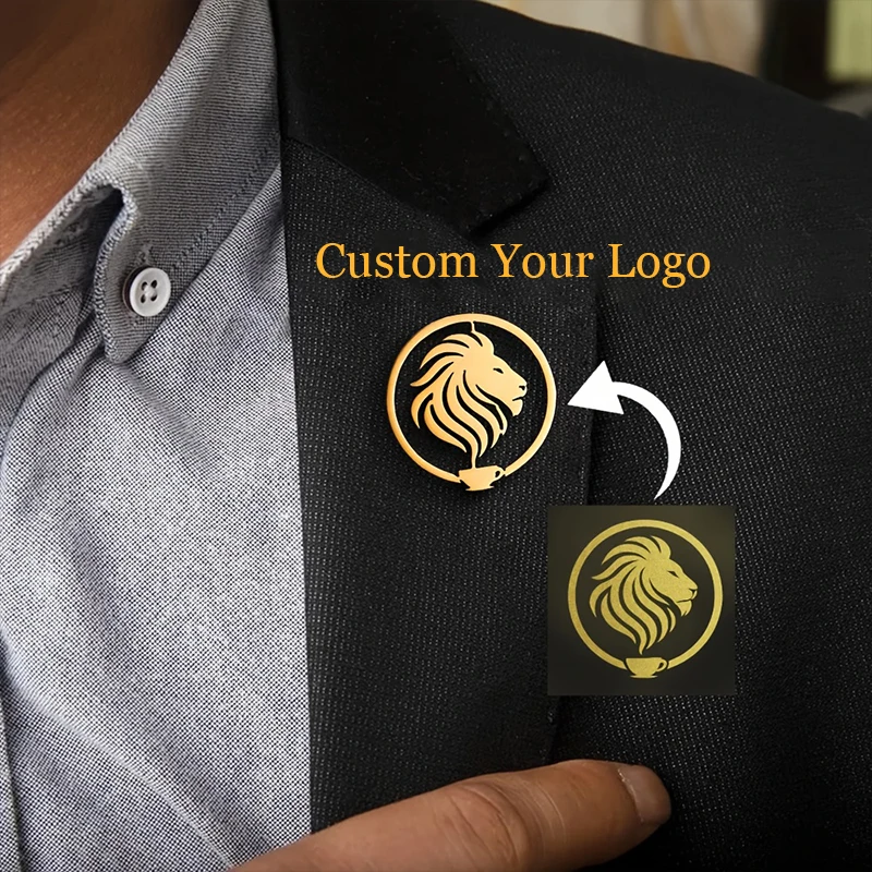 Custom Your Logo Brooch Customized Company Employee Brooch 304L Stainless Steel Pin 0 Allergy Metal Badge Elegant Customize Gift