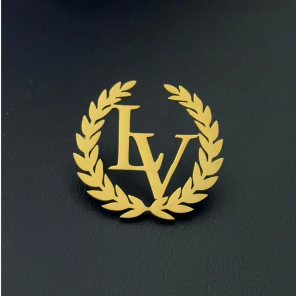 Customized brooch, olive flower brooch, customized first letter brooch, personalized gift