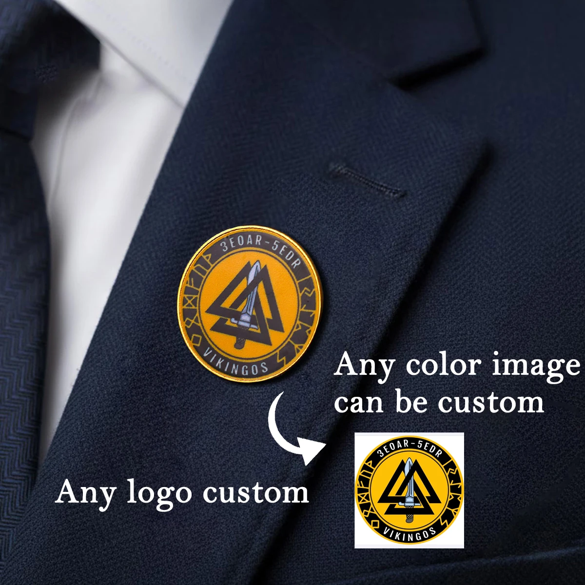 Custom Any Shape Logo Badge Colors Printing Pattern Stainless Steel Brooch Personalized Company Personal Emblem Birthday Jewelry