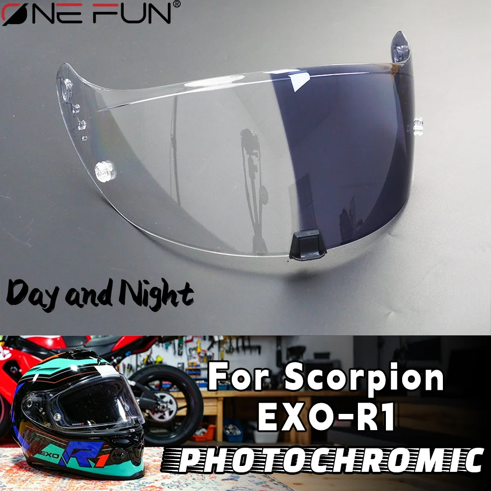 Photochromic Visor for Scorpion R1/520/1400Exo/391 Motorcycle Helmet - UV Protection Sun  Windproof Light-Sensitive Lens Acce