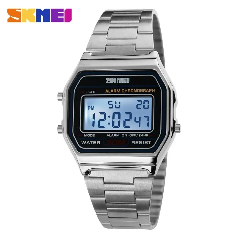 Skmei 1123 Luxury Digital Sport Watch for Men Stainless Steel Military Waterproof Wristwatch Mens Shockproof Clock Reloj Hombre