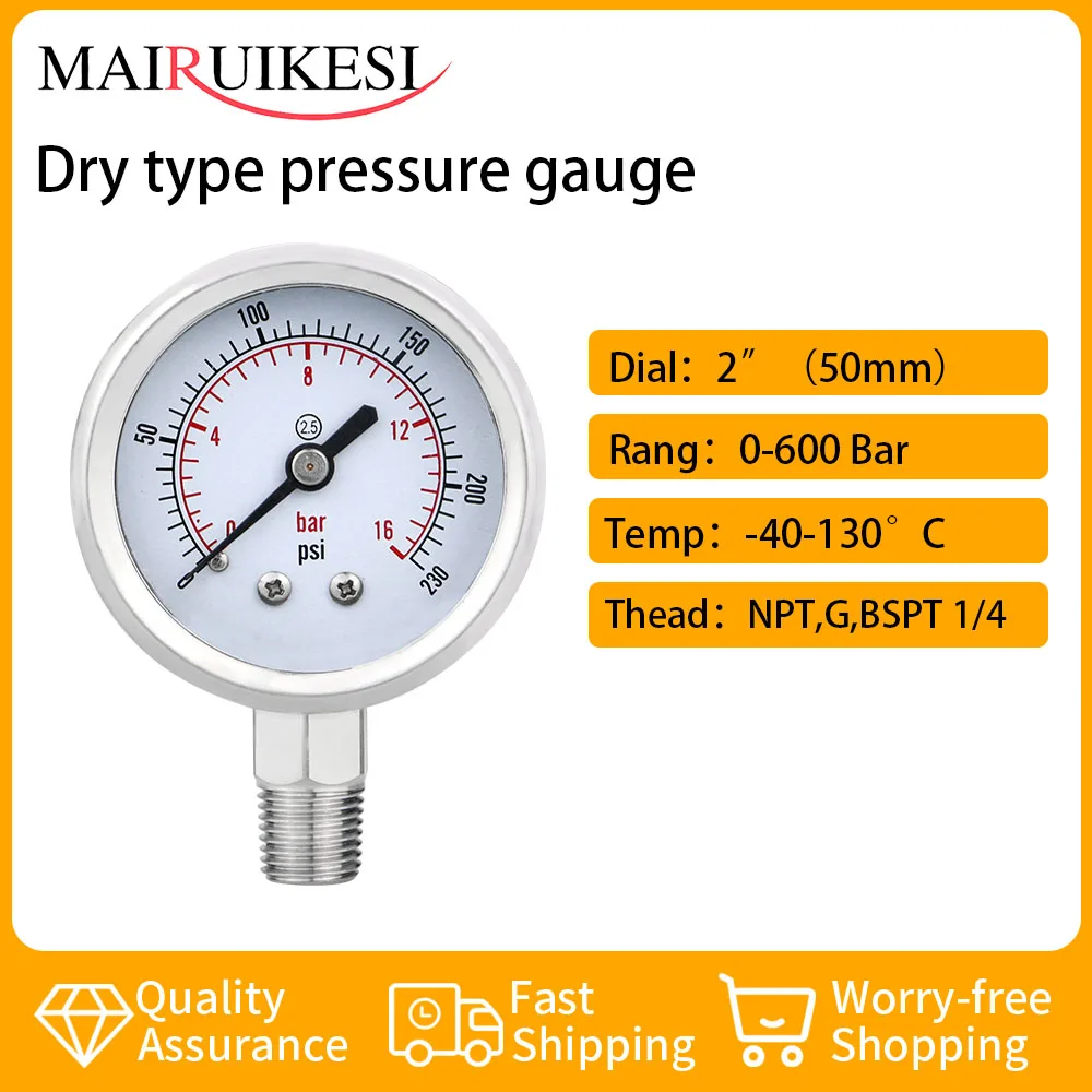 MAIRUIKESI Stianless steel pressure gauges 50mm(2