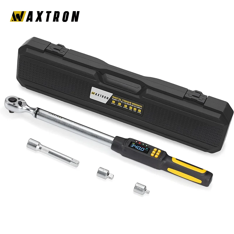 Waxtron Torque Wrench Digital 6-340N.m Hand Tool 1/2‘’ Drive Professional Digital Torque Wrench 2% Accuracy Adjustment For Car