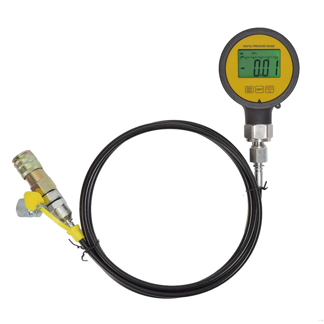 Hydraulic Pressure Gauge Kit 600 Bar Accuracy 1% Waterproof IP65 Long Battery for Komatsu Excavator Coupling Fittings Hose 2m 4m