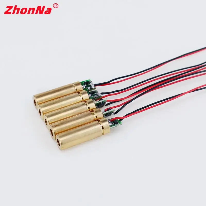 Red 635nm 5mW Dot Laser Module DC Enter 3V/5V Metal Bronze Head Target Photoelectric Source Manufacturer Free Customization 7.5X
