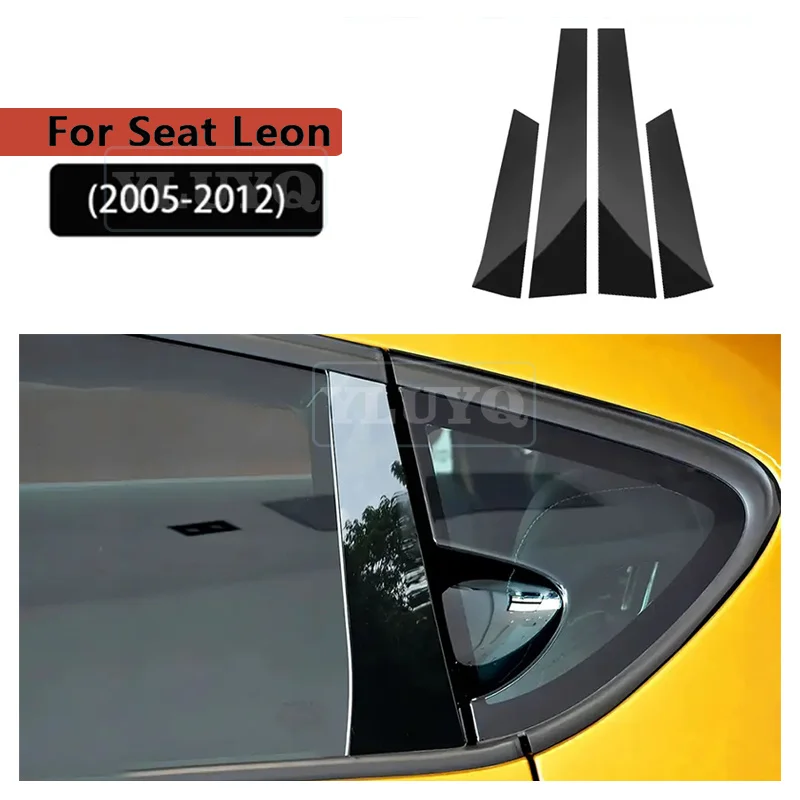 For SEAT Leon MK2 2005-2012 SEAT Altea Car Window Door Column B C Pillar Post Trim Cover Glossy Black PC Stickers Accessories