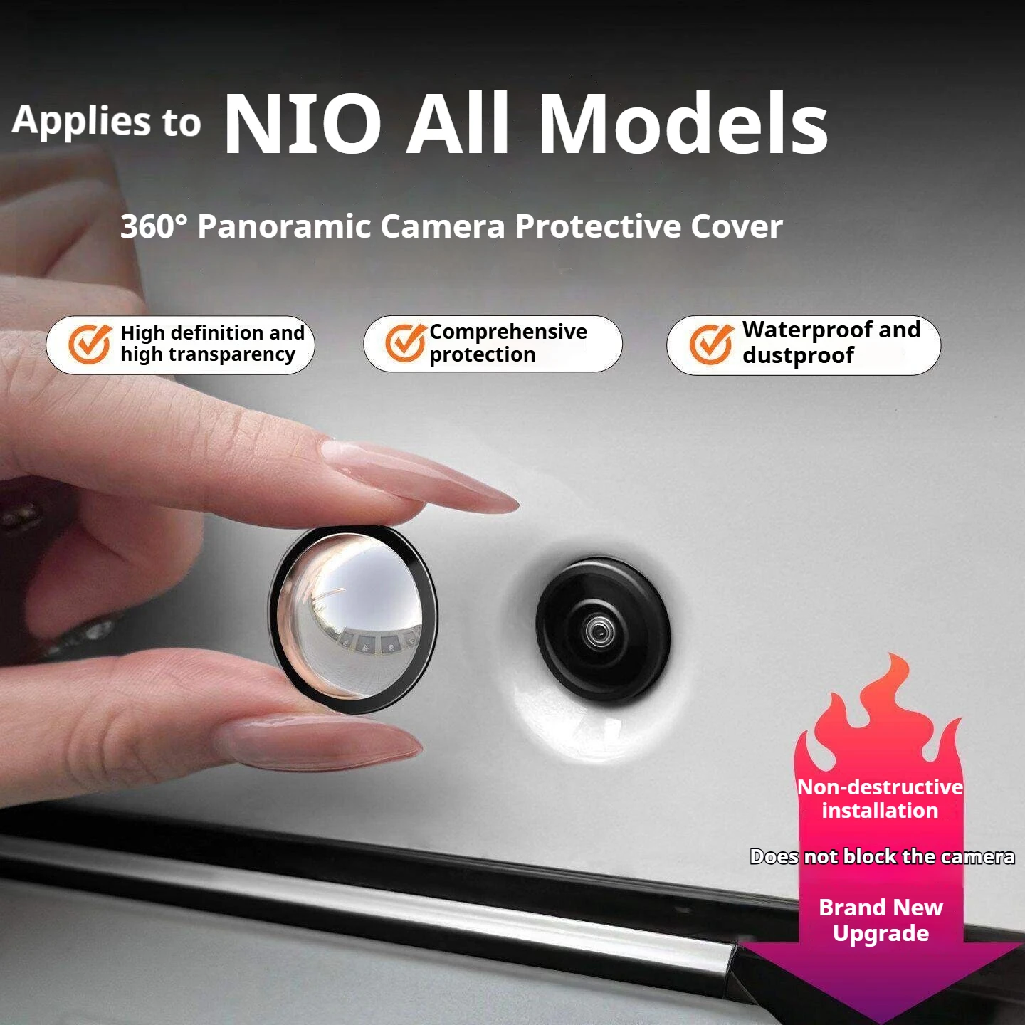Suitable for NIO cars, 360-degree lens cover, lens hood, waterproof and dustproof, car modification accessory set