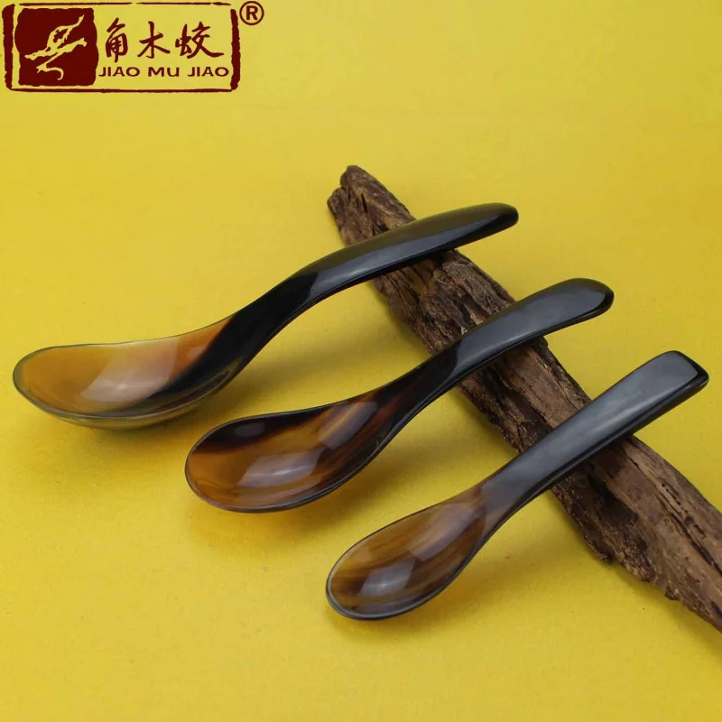 175 Yak horn black flower small spoon handle, genuine in stock, hot-selling item with free shipping on orders over a certain amo