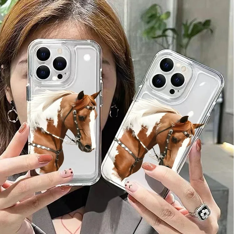 Flower Horse Simple Print Case For Samsung S20 S21 S22 Plus S23 S24 FE S25 Note 20 Ultra A15 A16 A23 A24 A25 5G Clear Soft Cover