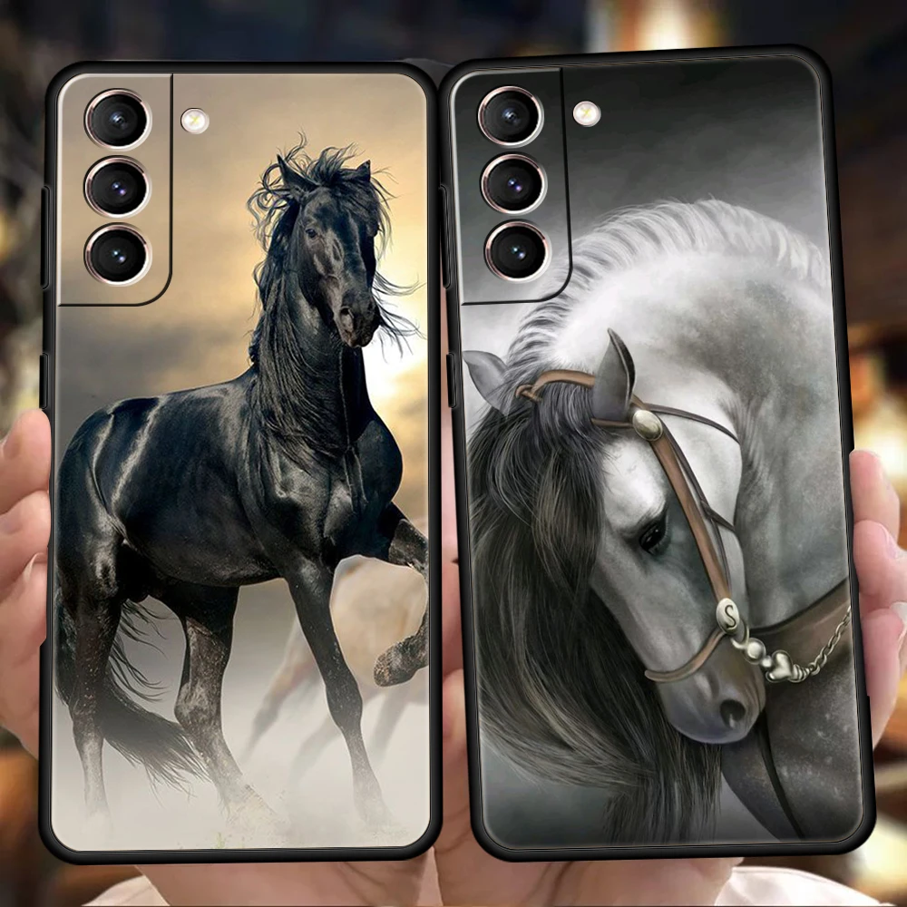 Animal Running Horse Case for Samsung Galaxy S24 S23 S22 S20 S21 FE Ultra S24 S23 S10 S10E S9 S8 Plus 5G Silicon Phone Cover Bag
