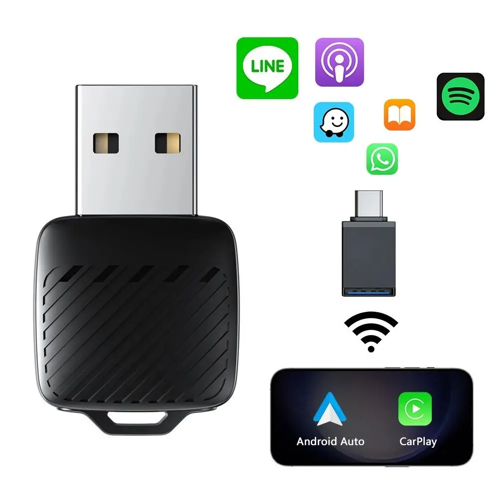2 in 1 Wireless Android Auto Adapter Plug & Play Wireless Wireless Carplay Adapter Convert Wired To Wireless Intelligent Systems