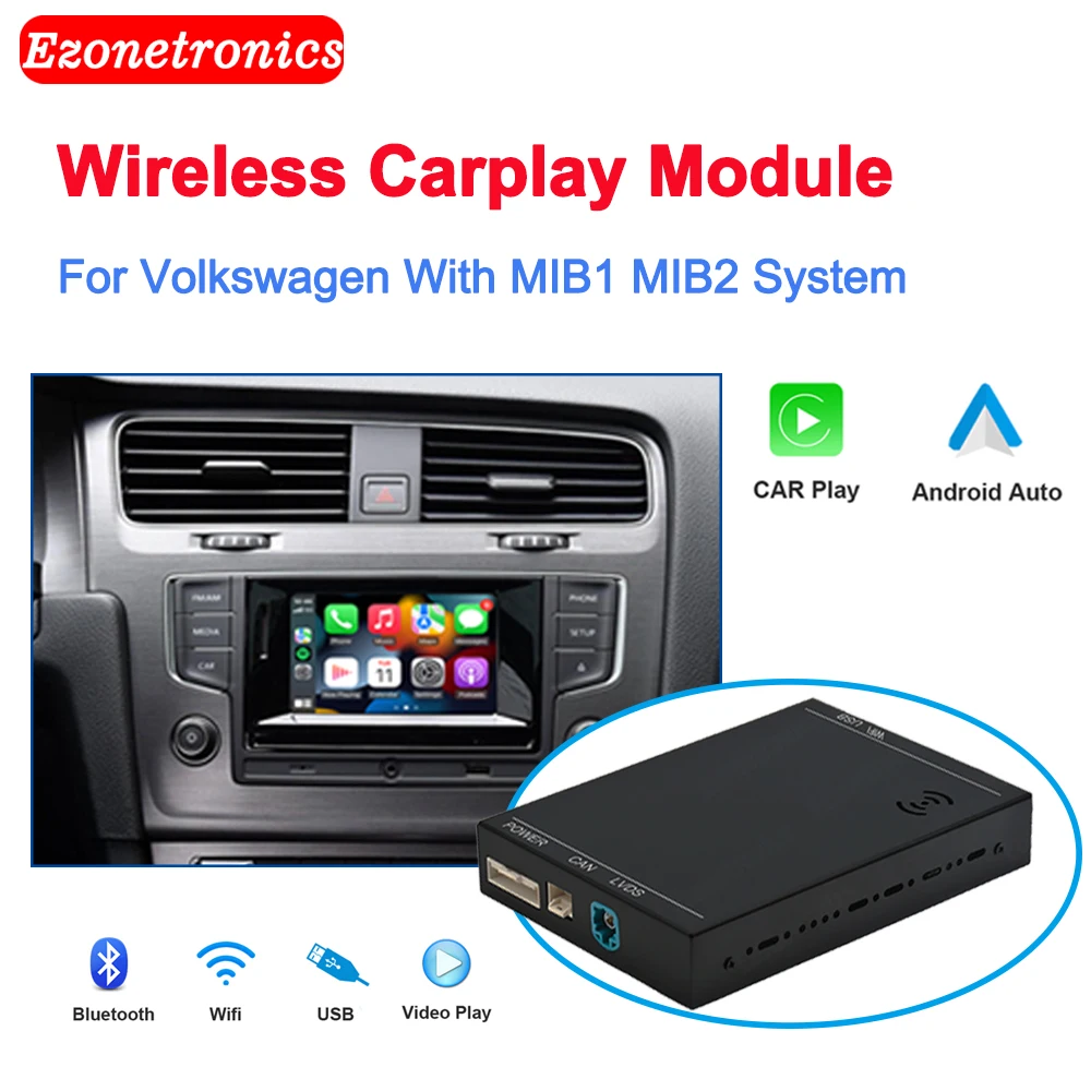 Wireless CarPlay Android Auto Decoder Box For VW Volkswagen Golf 7 OEM MIB Car Radio Wired Convert To Wireless Plug&Play