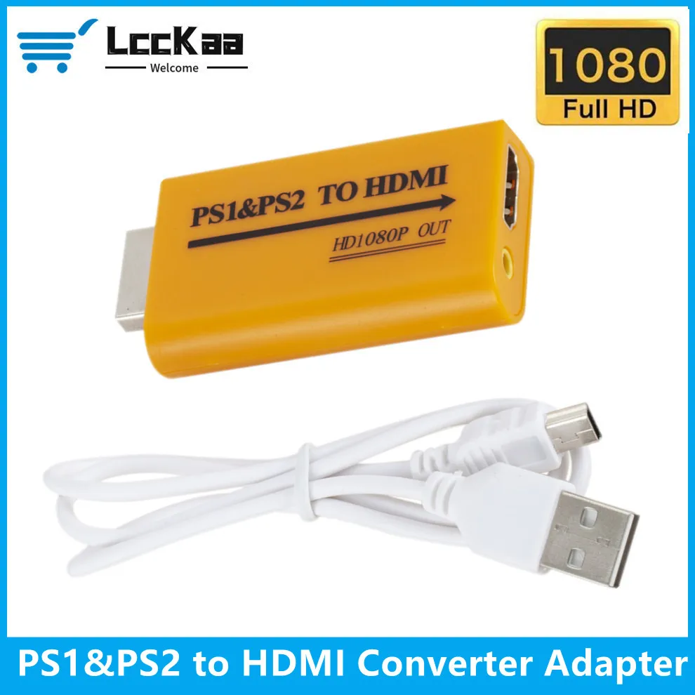 LccKaa PS1 PS2 to HDMI-compatible Adapter Converter 1080p Output For Monitor Projector Convert Video/Audio Game Plug and Play