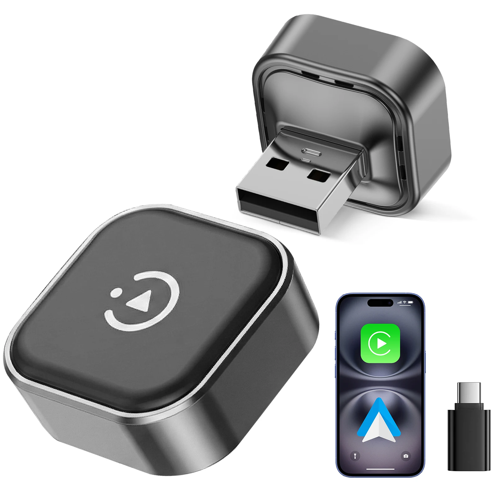 2 in 1 Wireless CarPlay Android Auto Adapter Smart Box Convert Wired To Wireless Auto Connect Plug & Play for Factory Wired Cars