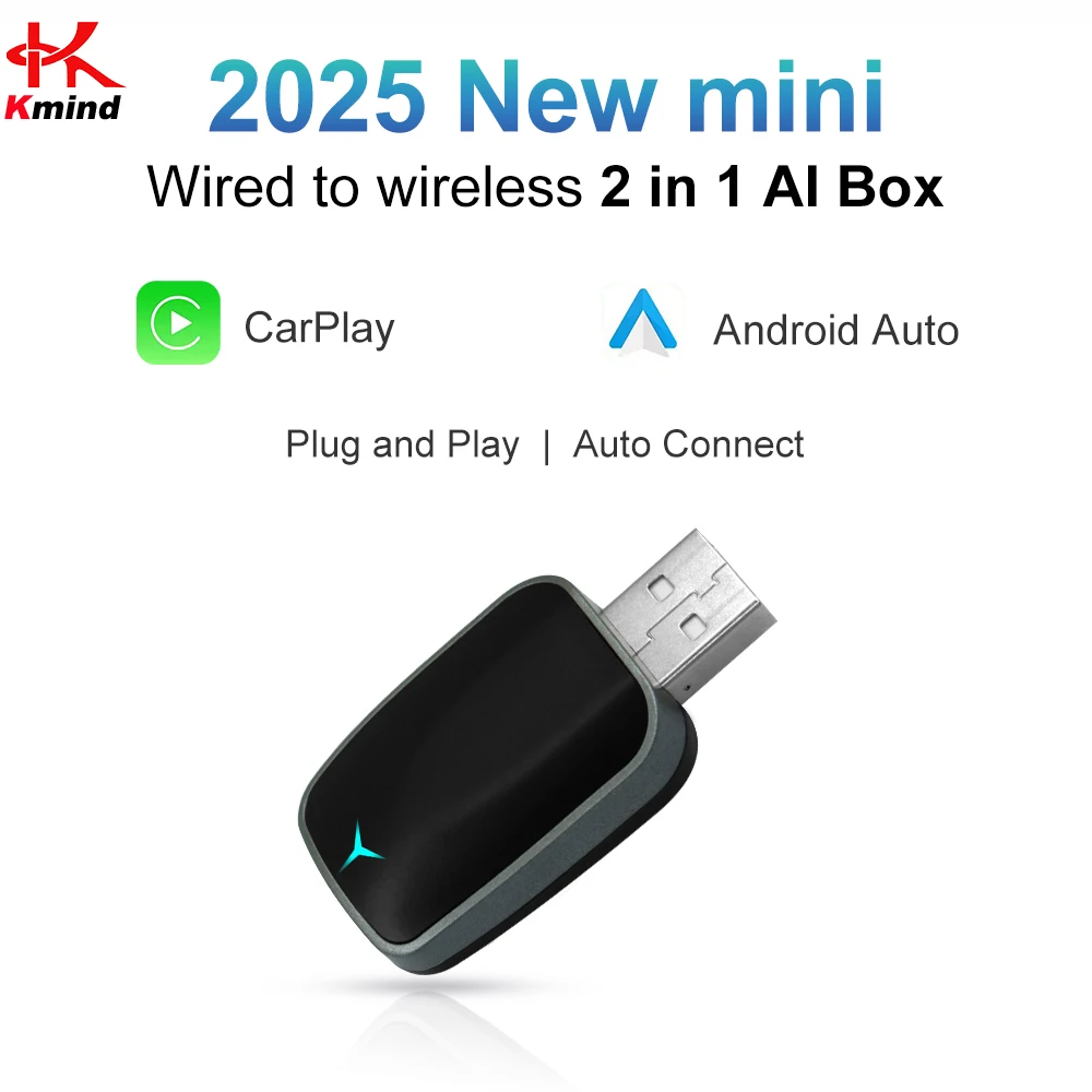 2025 NEW 2 In 1 Wireless Carplay AI Box Android Auto Plug And Play Applicable To Convert Original Car Wired Carplay To Wireless