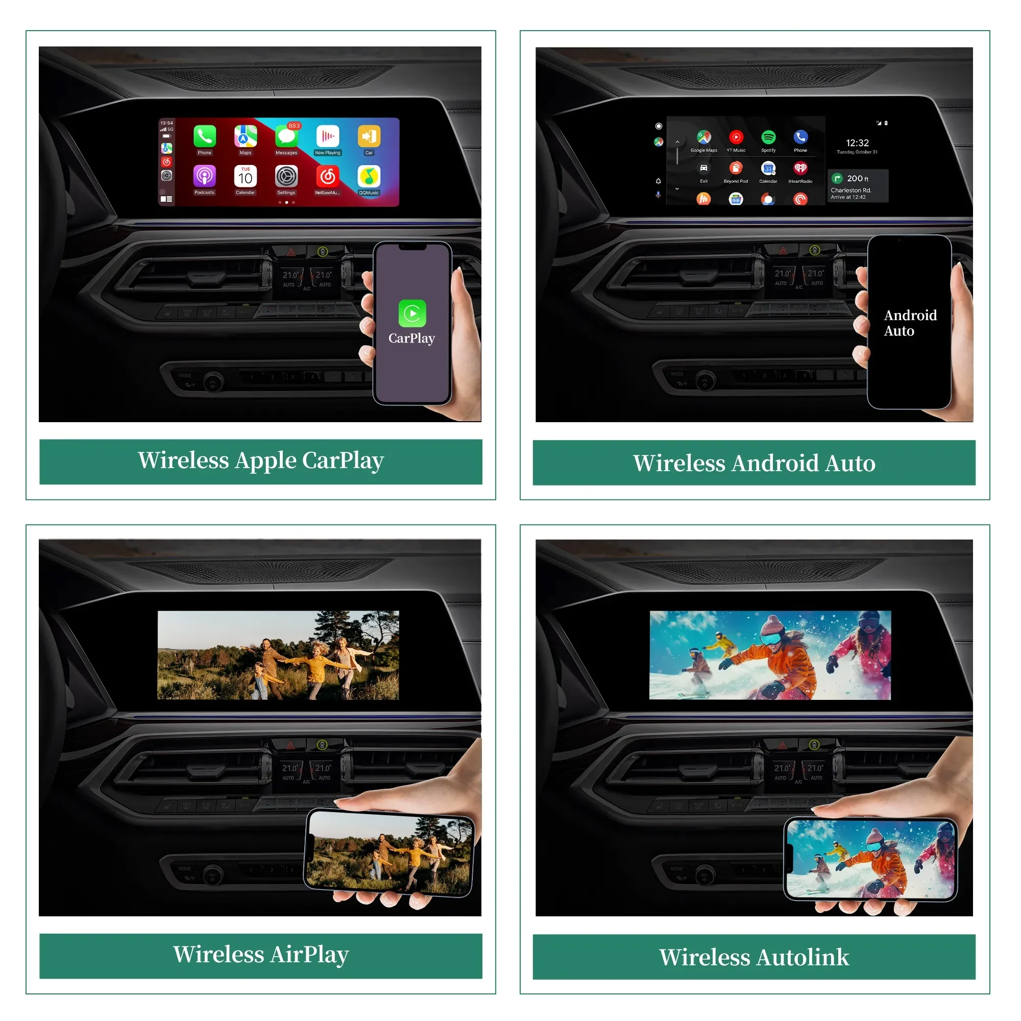 For BMW AI box Wireless CarPlay & Android Auto adapter, convert OEM wired CarPlay to wireless Android Auto & CarPlay, Plug & Play
