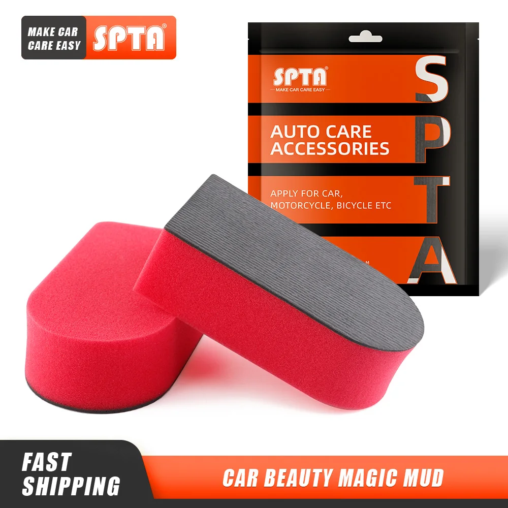 SPTA 1PC Red Magic Clay Bar Pad Car Wash Products Sponge Auto Detailing Cleaning Block Accessories