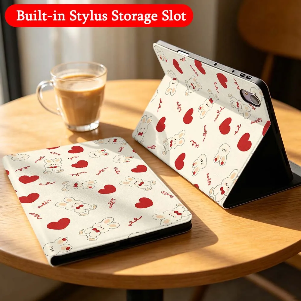 Luxury Love Heart Red Case For Huawei Matepad M6 10.8 11 11.5S Pro Air SE Honor Tab 8 9 10 V9 X8 X9 X10 Magic Pad GT 2 3 Tablet