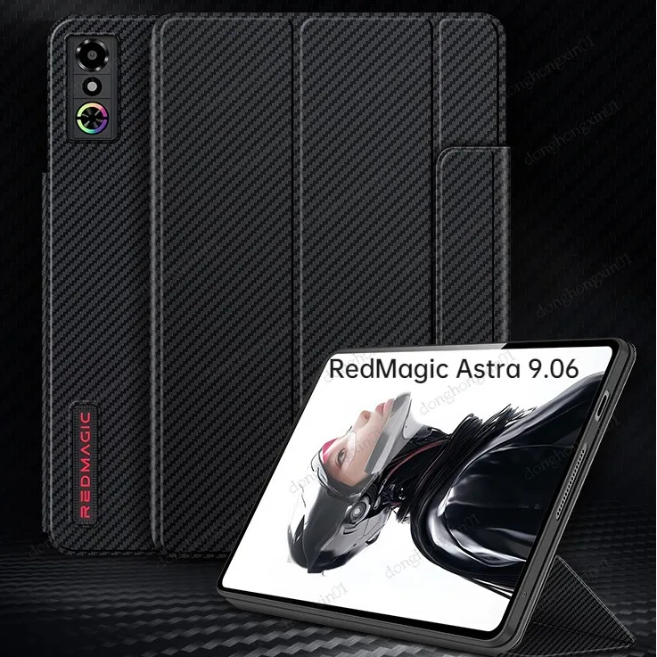 Case for Nubia REDMAGIC Astra Gaming/Pad 3 Pro Tablet 9.06 inch Carbon Fibre PU Leather Cover Case with Stand Protective