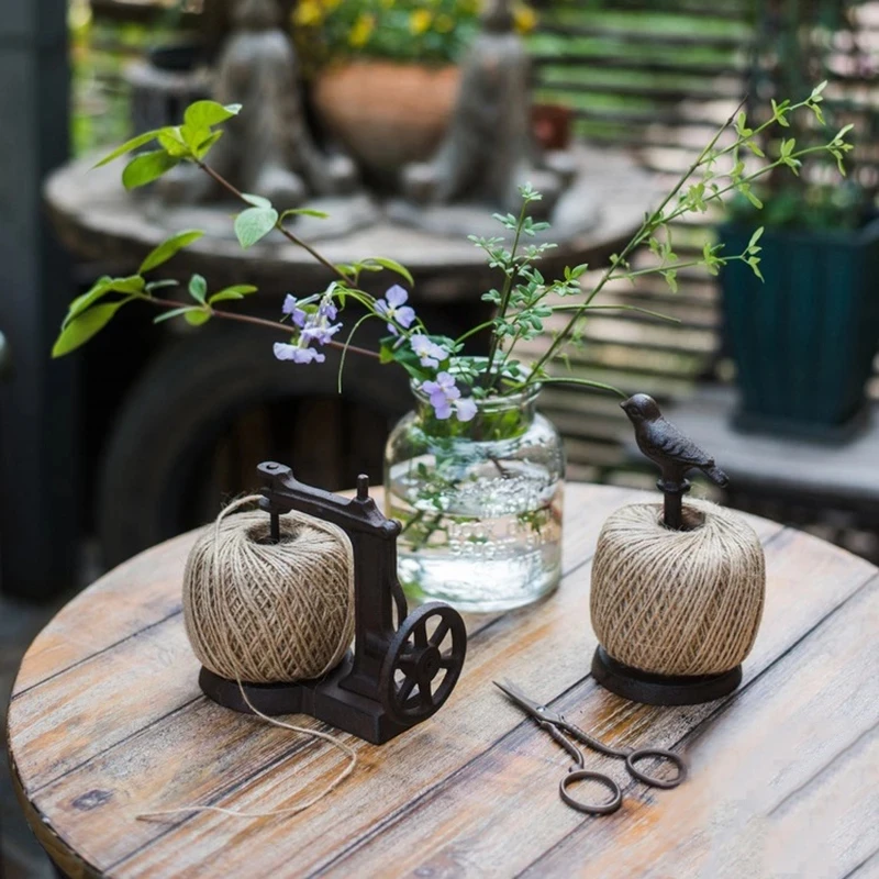 Antique Iron Sewing Machine Rope Winder Figurines Display DIY Handmade Props Flower Shop Cafe Home Decoration Retro Ornaments