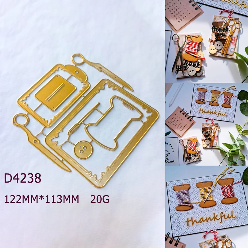 Sewing Theme Metal Cutting Dies Scissors Thread Spool Needle Button Die Cuts for Scrapbooking Card DIY Paper Craft Embossing