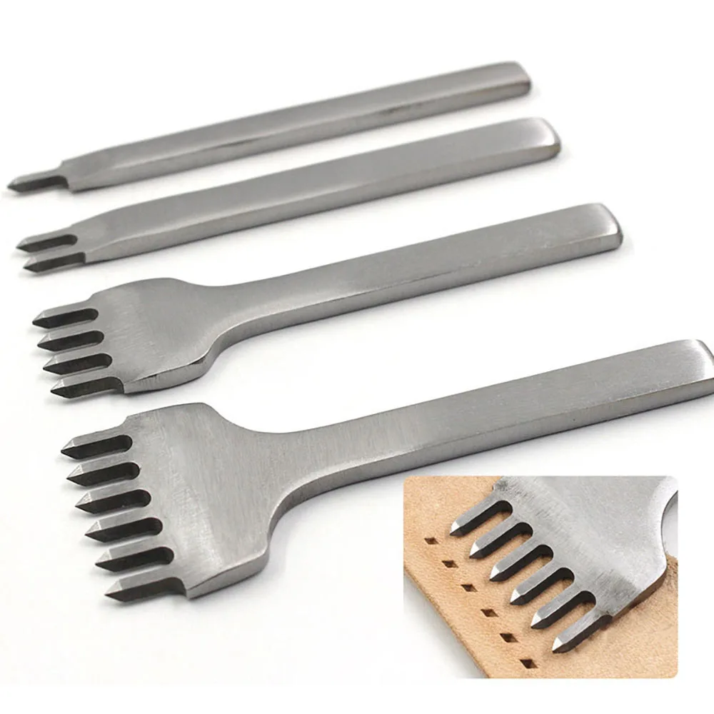 3/4/5/6mm Spacing Punch Tool For Leather Hole Punches Tool Lacing Stitching Sewing DIY Leather Craft Tools 1/2/4/6 Prong