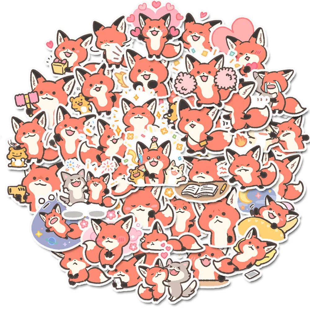 20/40pcs Cute Fox and Friend Sticker Pack Small Decals for Scrapbook, Phone Case, DIY Card Making, Random Delivery& No Repeated